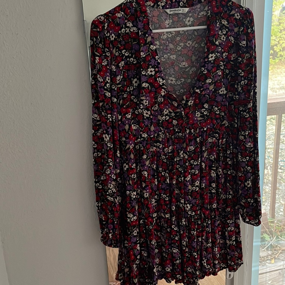 70's Style Collared Floral Button-Up Dress